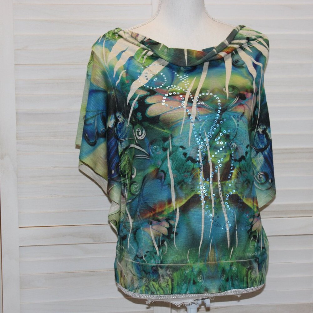 VTG Energe PS Baby Doll Butterfly Sleeve Top Hippie Artsy Boho Lace Y2K 90's